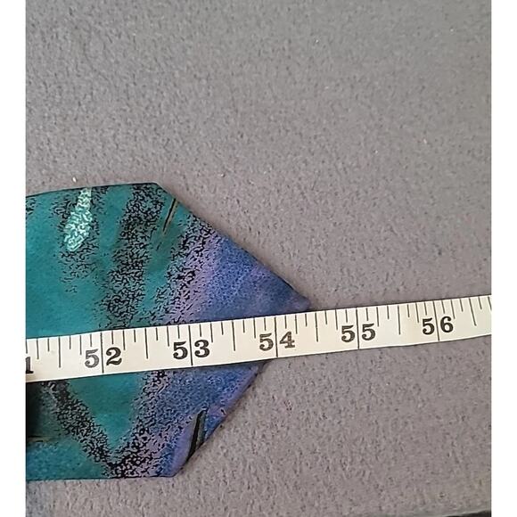 VTG Mario Valentino Silk Necktie Mod Geo Retro Blue Green Purple 54.5"x3.5" GVC - Picture 3 of 4